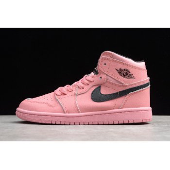 2019 Air Jordan 1 Retro High Pink Black Kids' Sizing 555112-601 Shoes